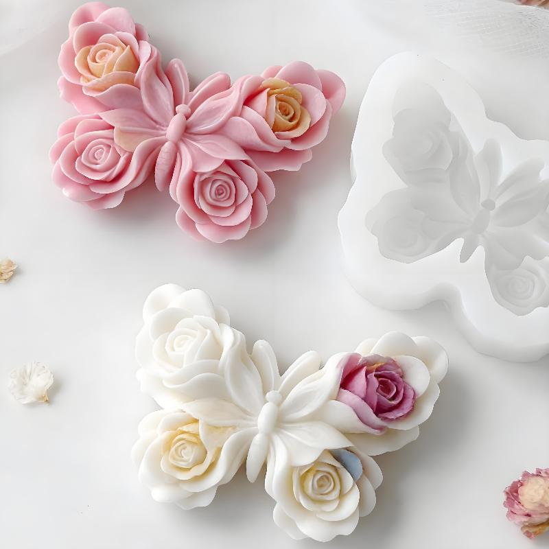 Candle Making Items - DIY Rosen-Schmetterling Silikonform Handgemachte Aroma-Kerzen Gips